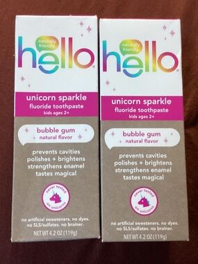 hello kids toothpaste bundle New 2-pack of unicorn sparkle fluoride toothpaste